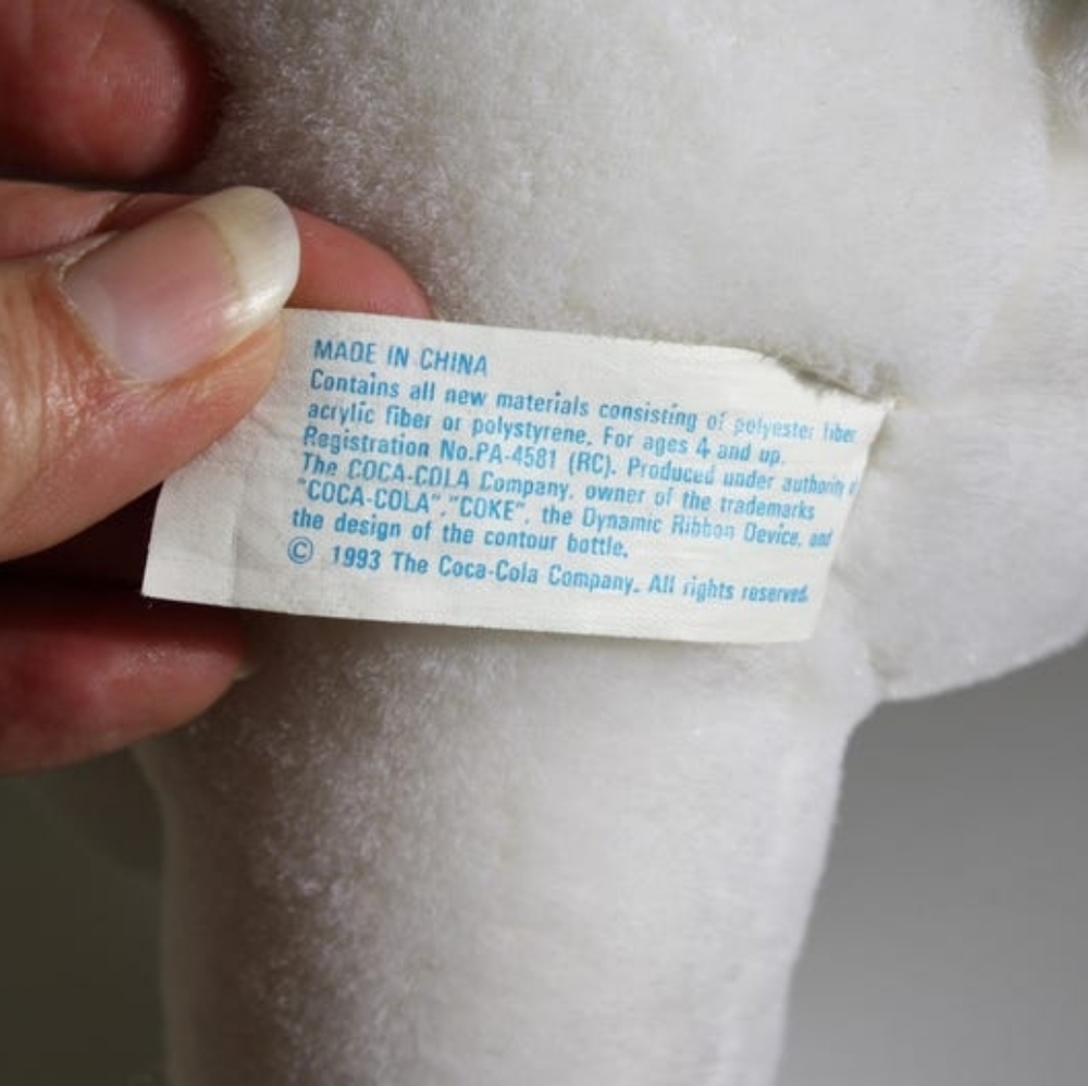 Vintage 1993 Coca Cola Polar Bear Stuffy Coke collector's plushy stuffed Bear - Picture 6 of 10